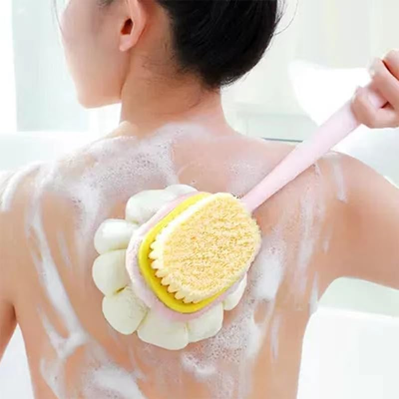 Long Handle Back Scrub Shower Net Sponge Double-Sided Shower Brush for Back Scrubbing, Soft Hair Long Handle Shower Brush for Skin Exfoliation Bath, Suitable for Wet or Dry Massage of Mane, Men and Women (Bathrobe Style Green) image number 2