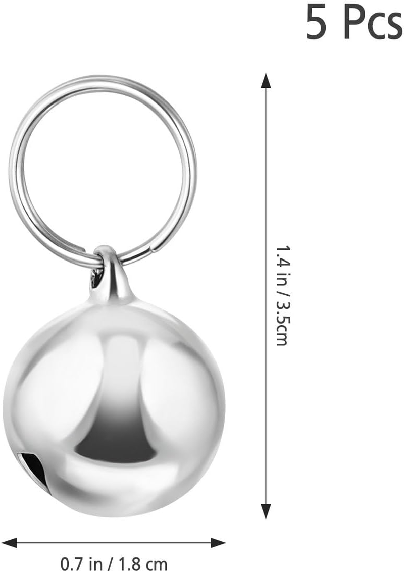 POPETPOP Nativity Accessories Pet Collar Pendant-5Pcs Cat Collar Bells Copper Bell Training Charm Pendants for Pet Cat Dog Necklace Collar 18Mm(Silver) image number 1