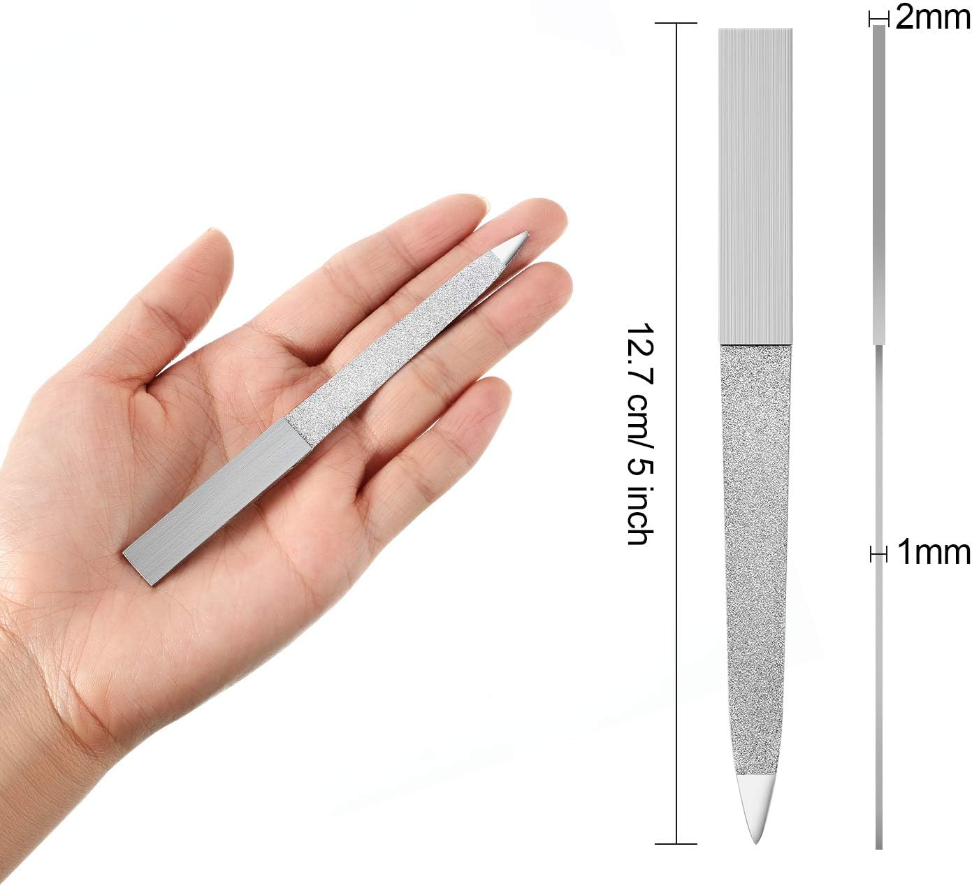 Mudder 6 Pieces Diamond Nail File Stainless Steel Double Side Nail File Metal Buffer Women Men Fingernails Toenails Manicure for Salon and Home, Silver(5 Inch) image number 4