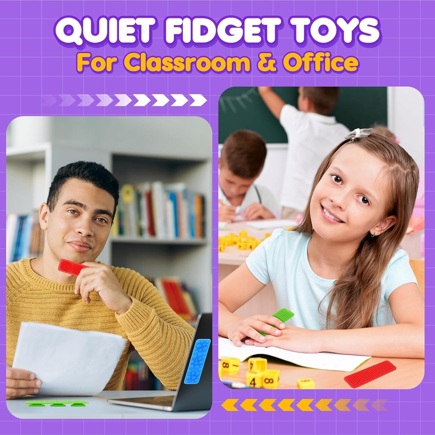 Sensory Fidget Toys Kids Adults: 8 Pack Textured Suction Toys for Autism Kids Calming - Sensory Stickers for Anxiety Relief Items - Fidget Strips for Classroom Desk - Travel Toys Road Trip Activities image number 3