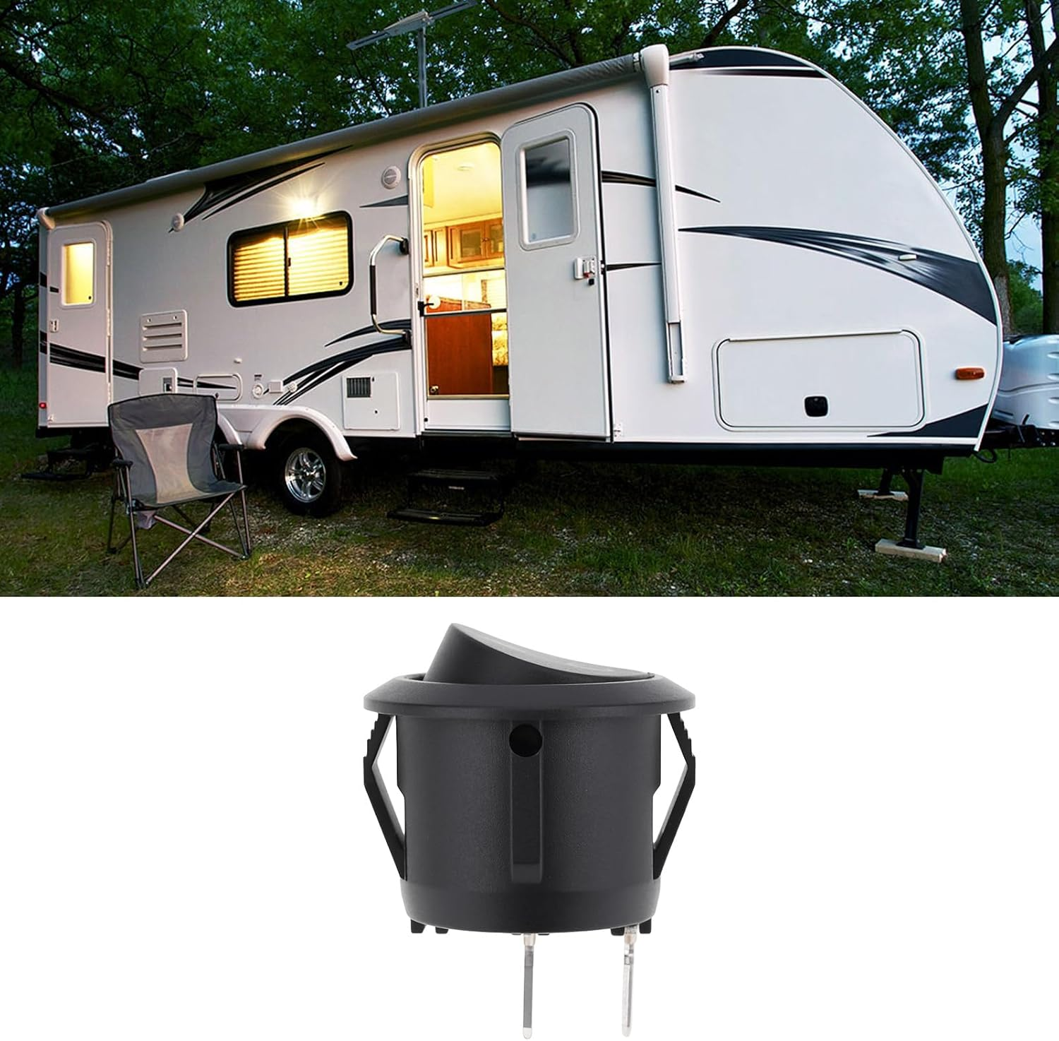 5Pcs On/Off Rocker Switch Single Pole Non-Illuminated 12V DC 10A, 4.8Mm Terminals 20Mm Panel Mount image number 2