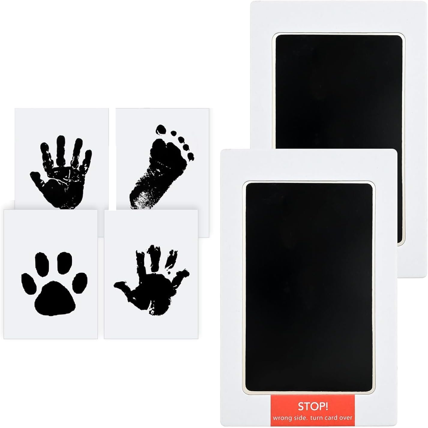 2Pack Baby Hand and Footprint Kit 0-24M Baby Footprint Kit- Ink Pad for Baby Hand and Footprints Pet Paw Print Kit Baby Foot Printing Kit Footprint Kit Baby with 2 Ink Pads and 4 Imprint Cards Infant Hand and Foot Stamp Ink Pad