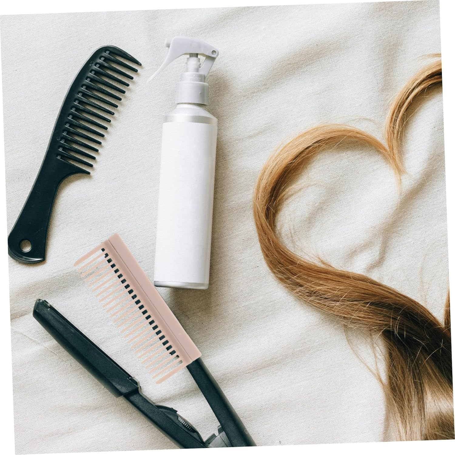 FRCOLOR 2Pcs Carbon Fiber Hot Comb Hair Straightener Attachment Removable Clip Styling Tool for Women and Men Heat Resistant Smoothing Accessory for Effortless Straightening and Texturing image number 1