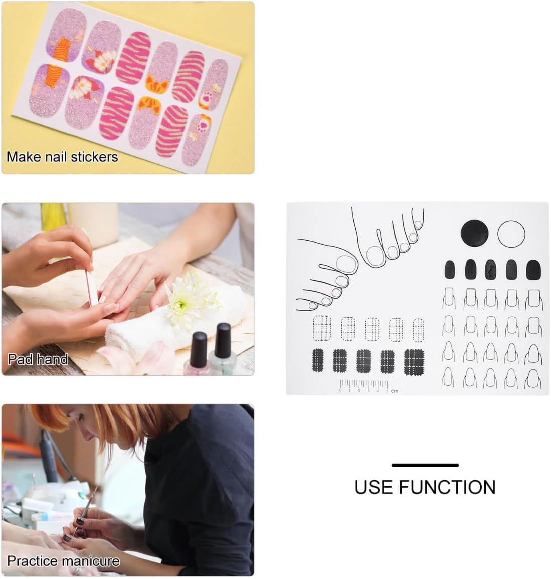 FRCOLOR Acrylic Manicure Mat Nail Table Pads Silicone for Techs Training Art Practice - As Shown image number 6
