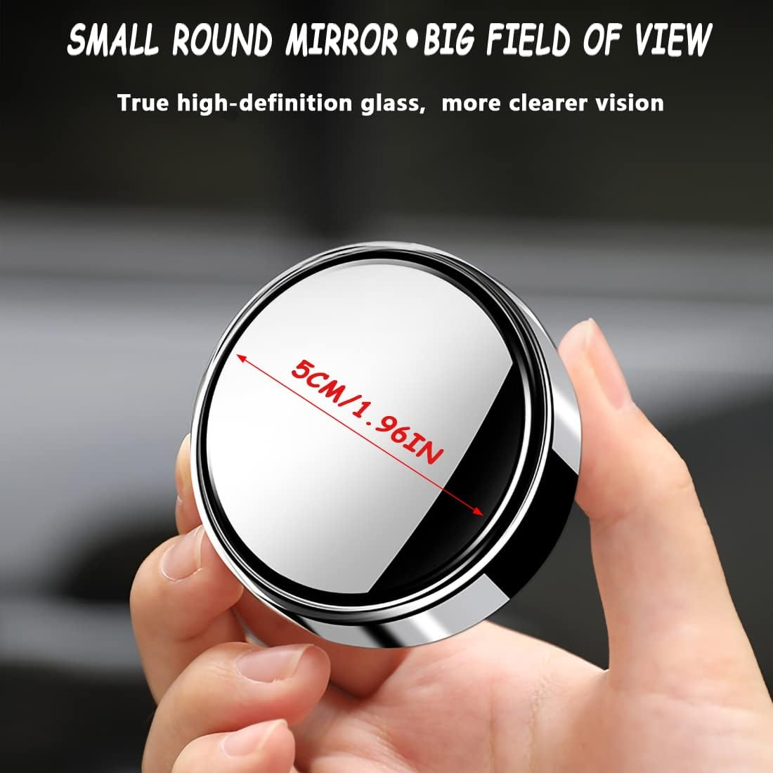 4 Pack Blind Spot Mirrors or Cars, 2 Inch round HD Glass Frameless Convex Wide Angle Side Rear View Mirror with ABS Housing Rhinestone Sticker for Most Cars Mirrors Accessories image number 3