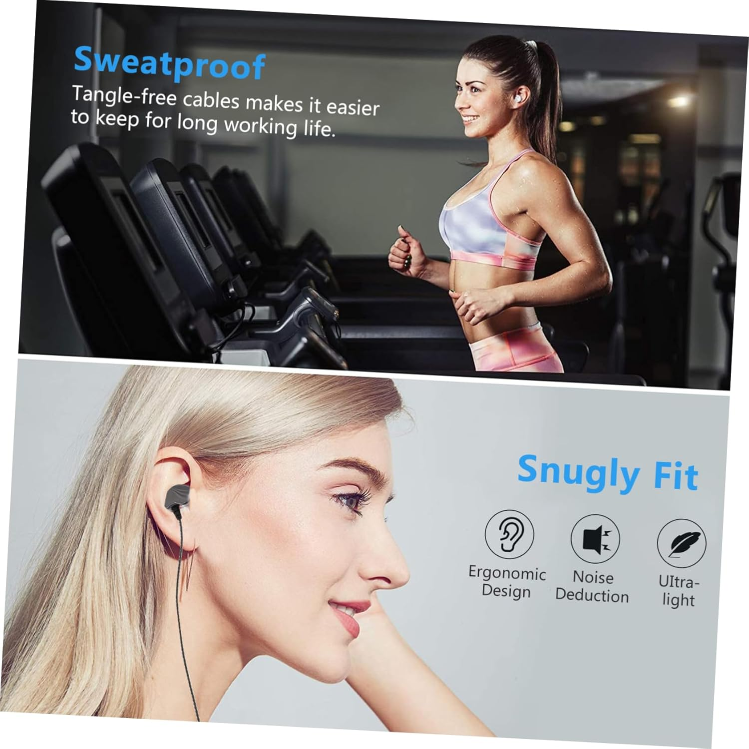 WATIIFUFU -Ear Bass Earbuds with Mic Type-C Wired Headphones for Phone Tablet Gaming Audio Output Grey Subwoofer Earphone image number 3