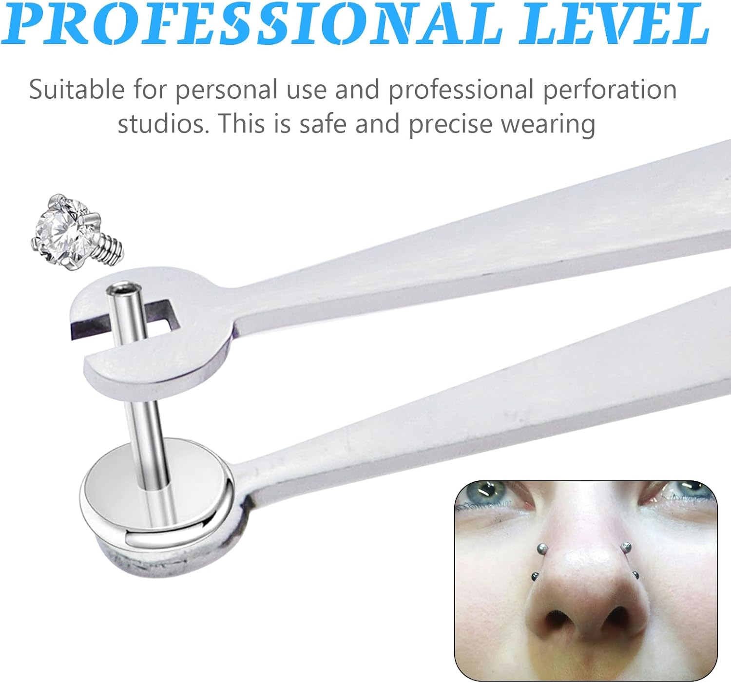 NUTLET Piercing Tool - Stainless Steel Piercing Pliers & Barbell Clamp Tweezers - Easy to Use, Portable & Versatile - 0.63 Oz image number 1