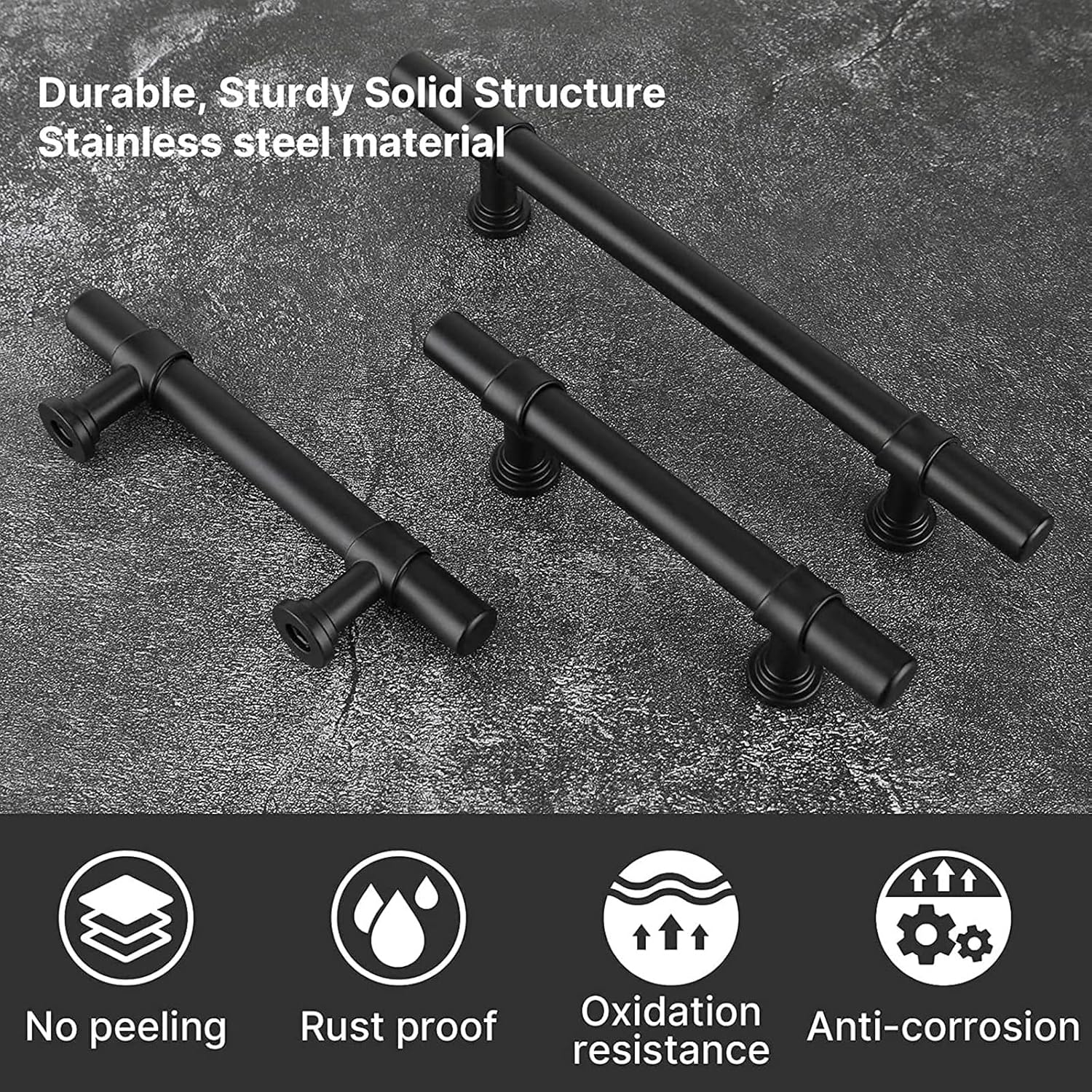 LONTAN 10 Black Cupboard 160Mm T-Shaped Black Drawer Handles Dresser Cabinet Pulls Vintage Wardrobe Bedroom Cupboard Door Pulls image number 1