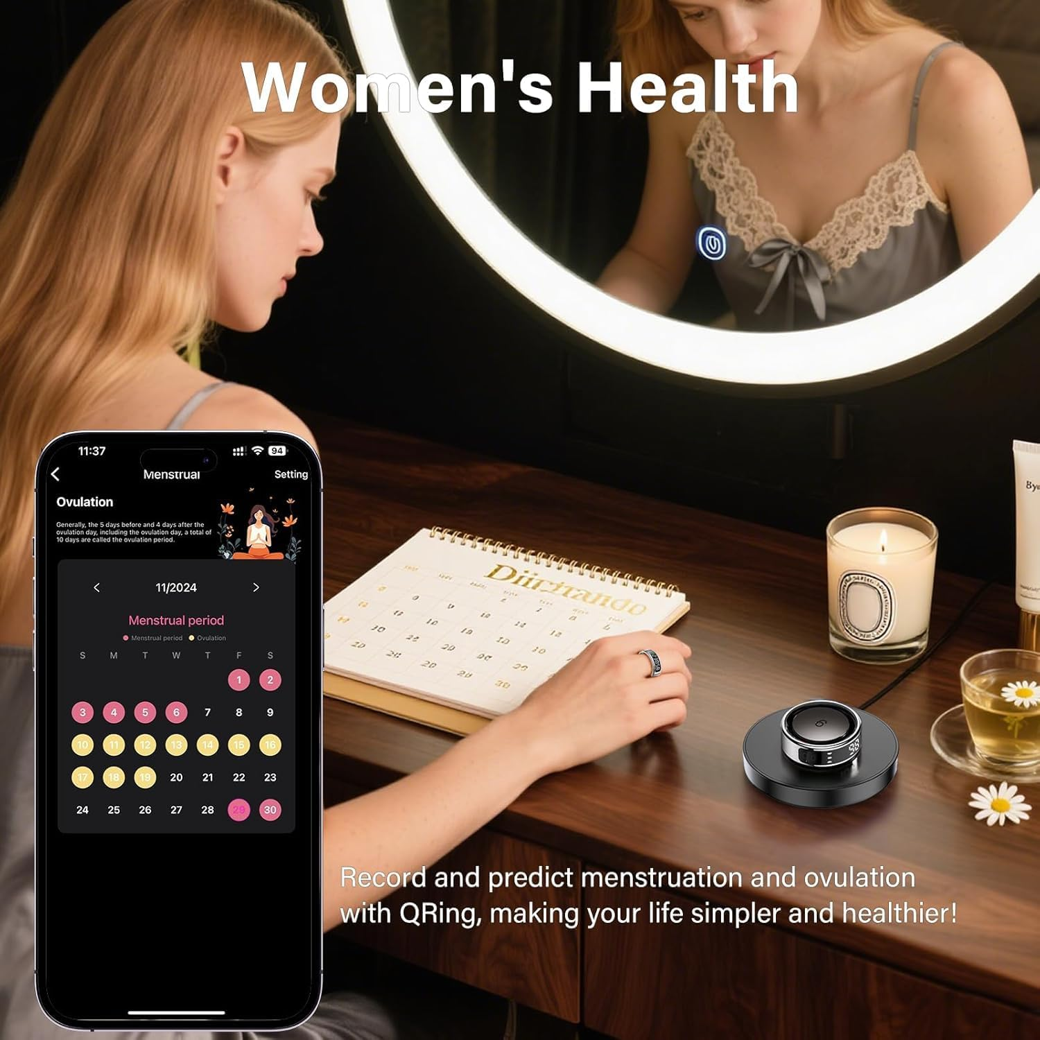 Smart Ring | 2025 New LED All-In-One Health Tracker Ring | Heart Rate, Spo2 (Blood Oxygen), Sleep & Step, Women&rsquo;S Health| Ios Android Fitness Ring | Unisex Design (Silver, #10)