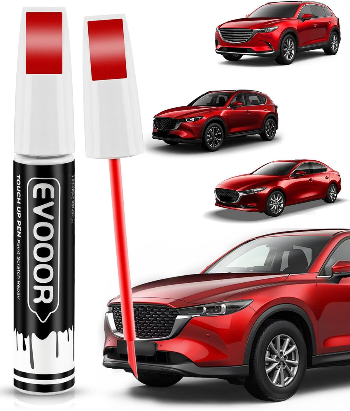 46V Soul Red Crystal Metallic Tricoat Touch up Paint Compatible with Mazda Exact Match 2 in 1 Touch up Paint for Chips and Nicks Repair