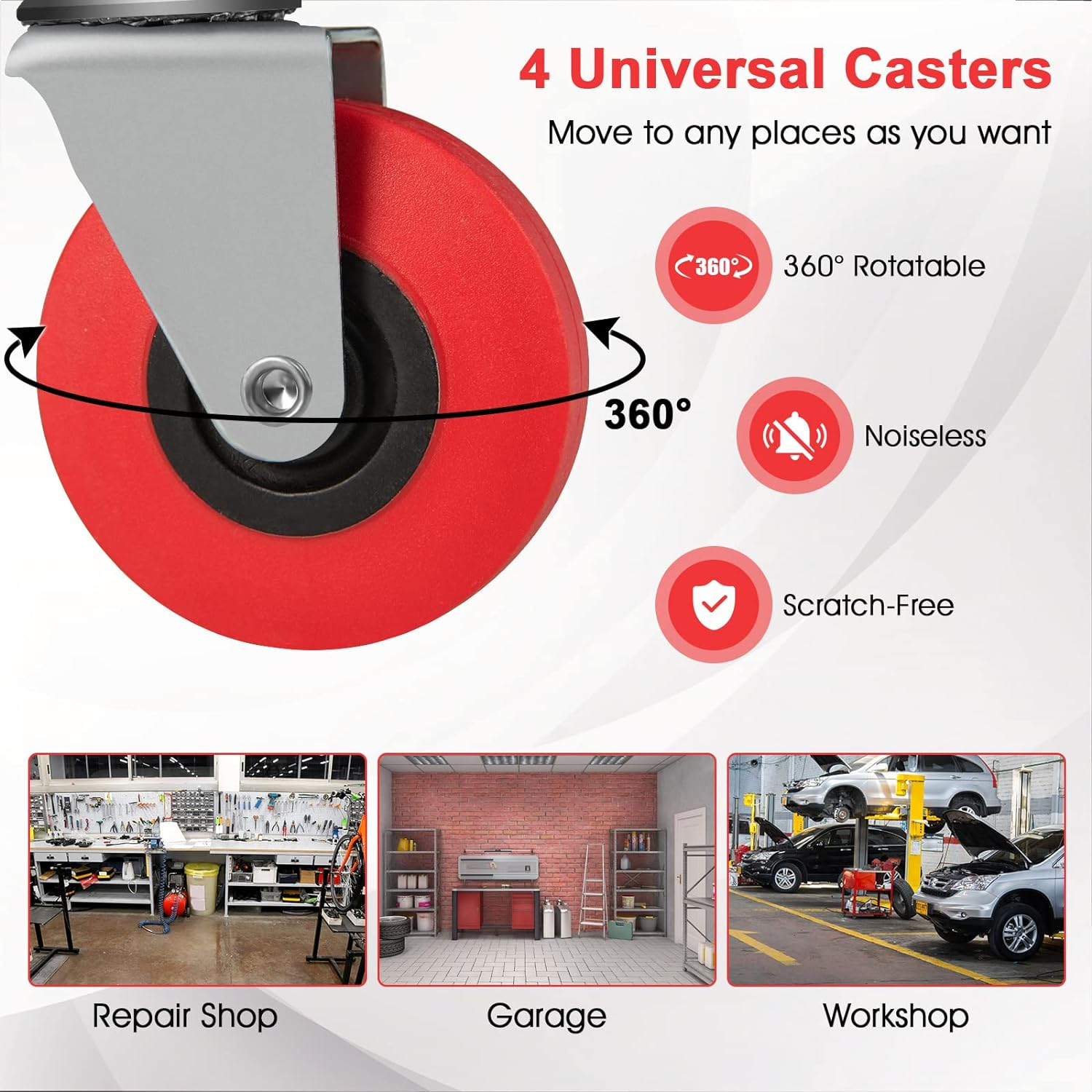 Costway Rolling Creeper, Garage/Shop Seat, Soft Padded Mechanic Seat with Tool Tray Storage, Rolling Creeper Seat with 4 Universal Casters, 150 Kg Capacity image number 3