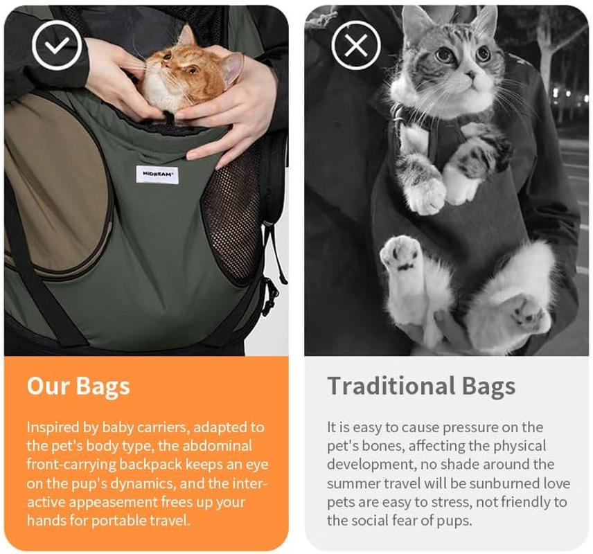 LIFEBEA Pet Front Carrier Cat Bag Blackout Breathable Chest Travel Bag Warm and Portable Dog Front Carry Pouch Tote Bag Backpack (Buckwheat Gray) - Milk Brown image number 6