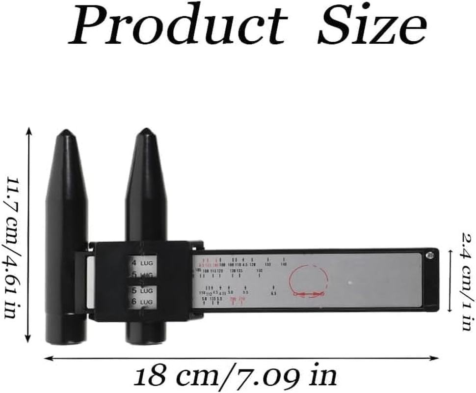 Shuoteng Car Wheel Rim Bolt Pattern Measuring Tool, 1Pc PCD Gauge Ruler Rim Car Wheel Bolt Pattern Measuring Gauge Tool, Car Pattern Sliding Measuring Tool PCD Ruler for 4 5 6 8 Lug image number 1