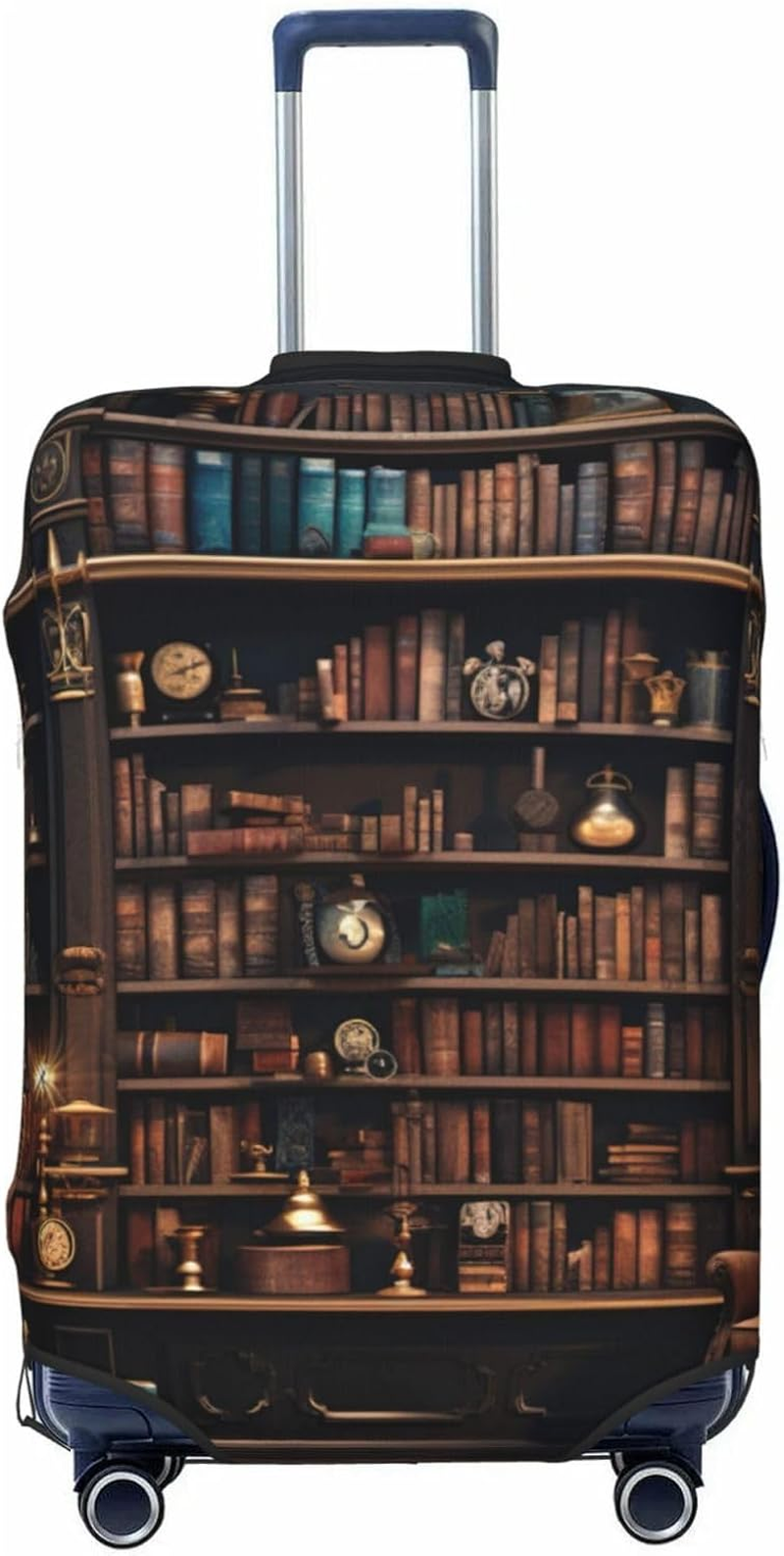 Tamiger Library Bookshelf Print Elastic Washable Baggage Protector Universal Suitcase Cover Travel Luggage Cover, Black, L image number 3