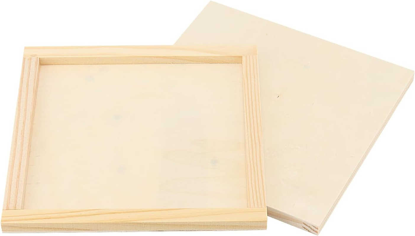 MANCHAP 12 Pack 15 X 15Cm Wood Canvas Panels, Square Wooden Canvas Board, Unfinished Cradled Wood Panels for Painting, Drawing Art Crafts image number 2