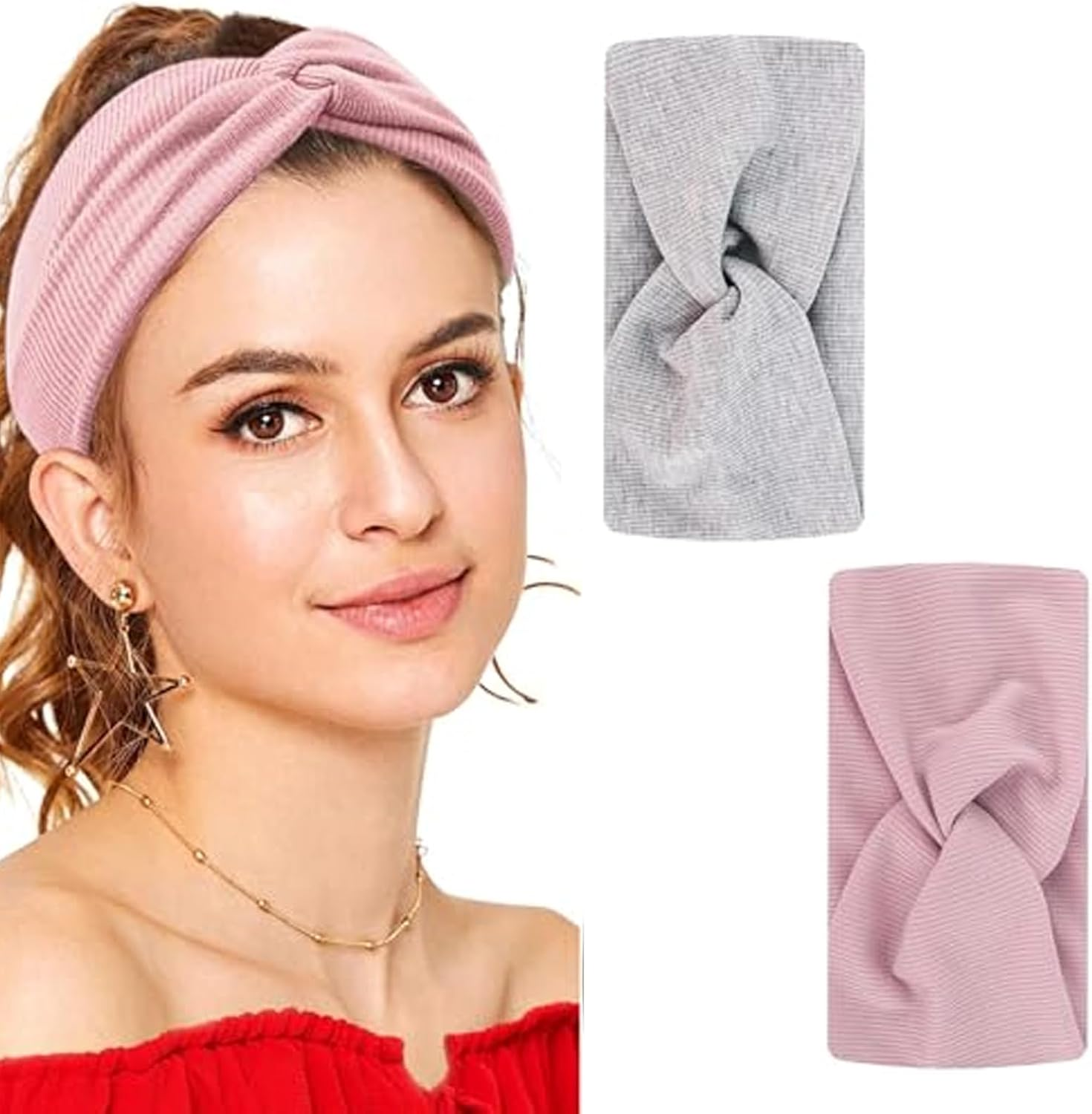 Pack of 2 Women'S Elastic Headbands, Fashionable, Yoga Sports Headbands, Women'S Headbands for Hair, Cute Hair Band for Women'S Hair image number 1