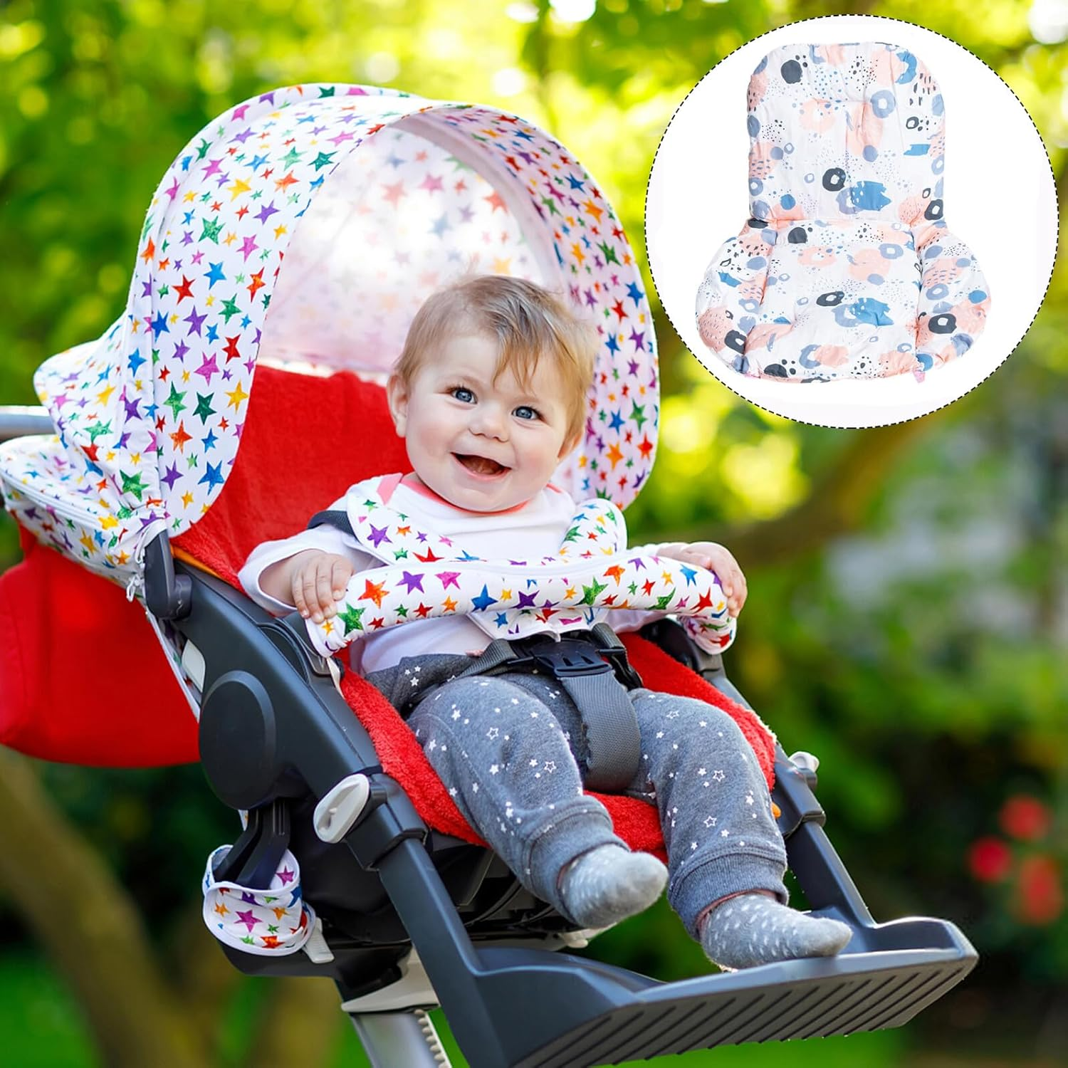 FRCOLOR Cushion Liner Soft Cotton Seat Pad for Pram and Highchair Versatile Cart Seat Support Cushion with Ultra-Soft Warm Lining for Posture Correction and Comfortable Sitting at Home