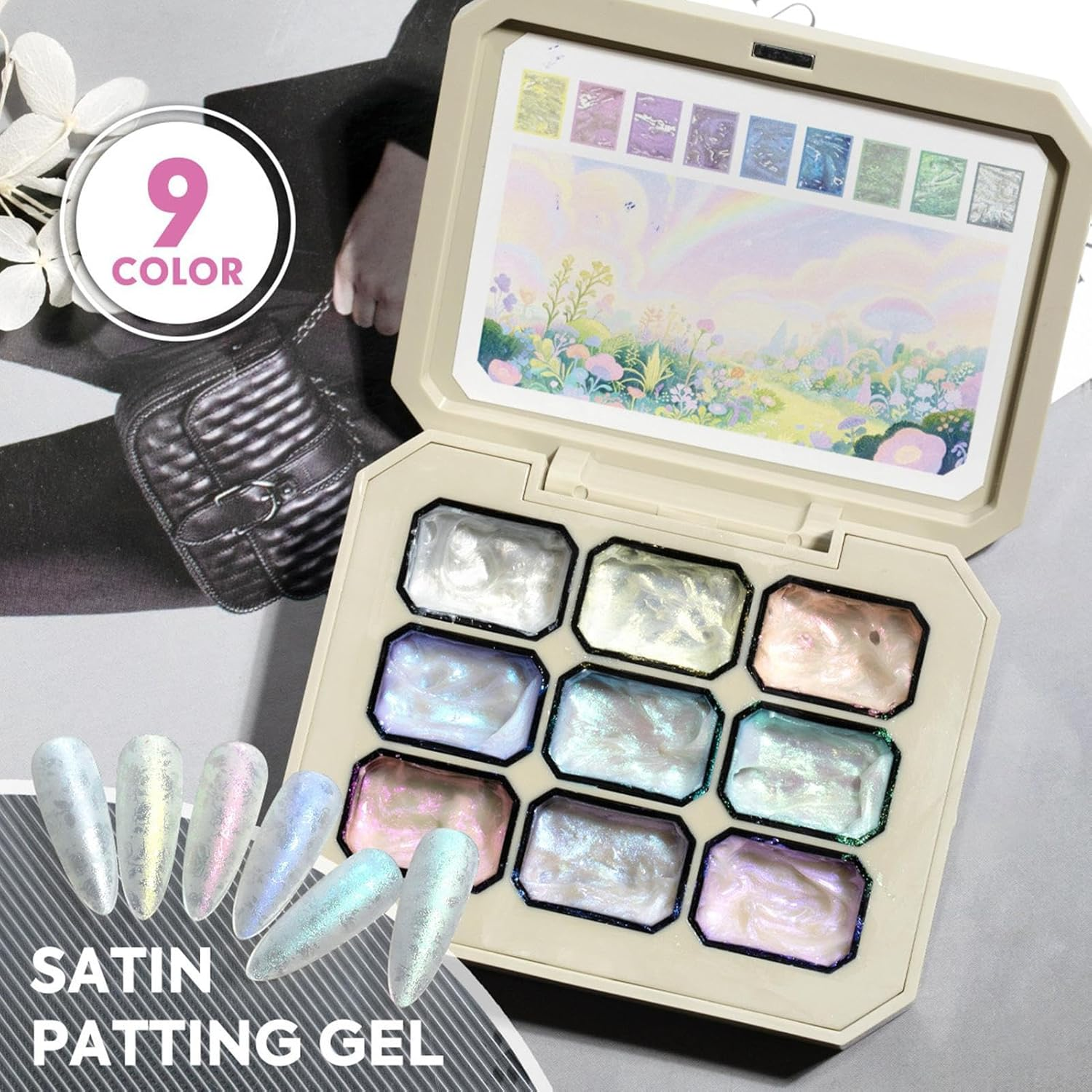 Pat Gel Polish - Gradient Paint Gel | 9-Color Palette Manicure Polish for Creative Nail Design Art Painting Women Girls Professionals Beginners Home Salon Holiday image number 2