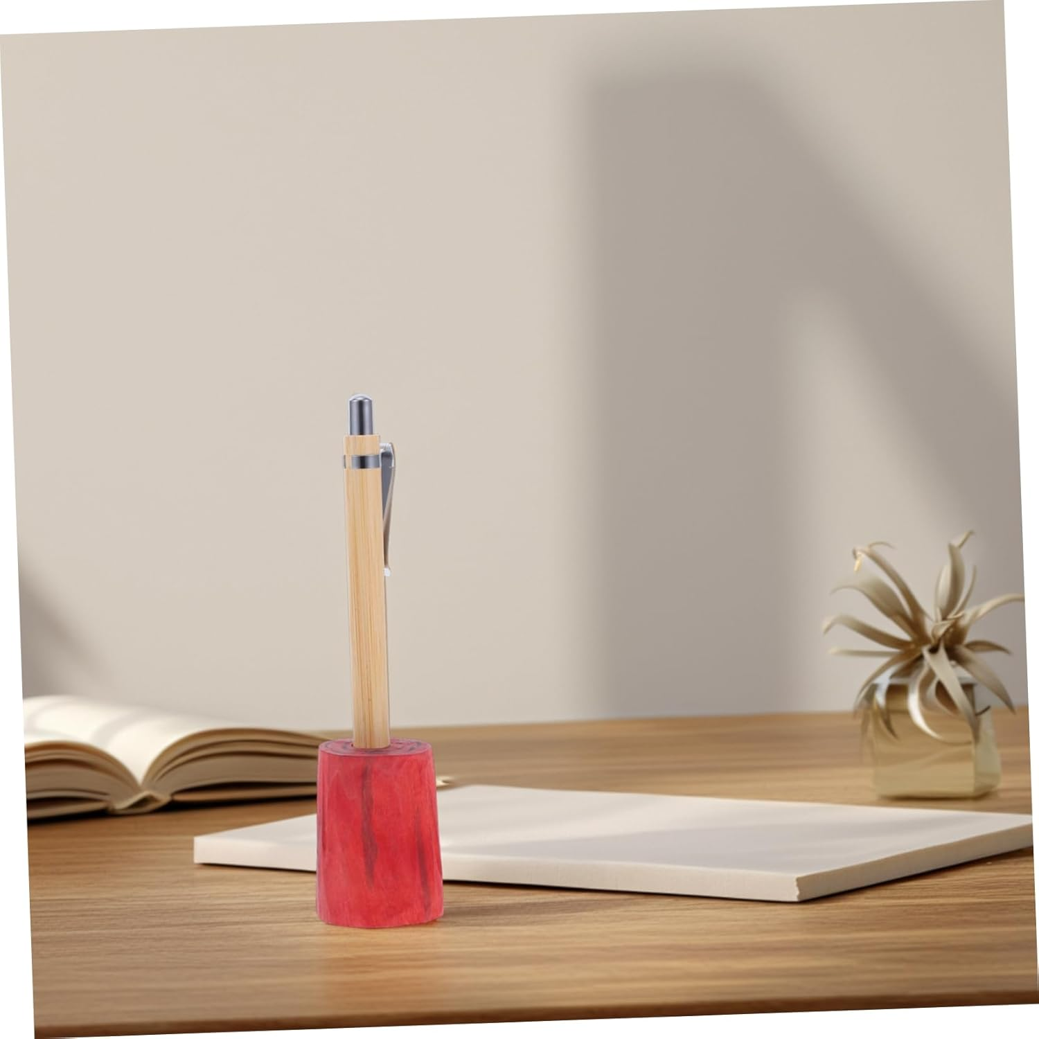 DIYEAH Wooden Simulated Tree Stump Pen Holder Stylish Desk Accessory for Office Minimalist Pencil and Pen Organizer image number 6