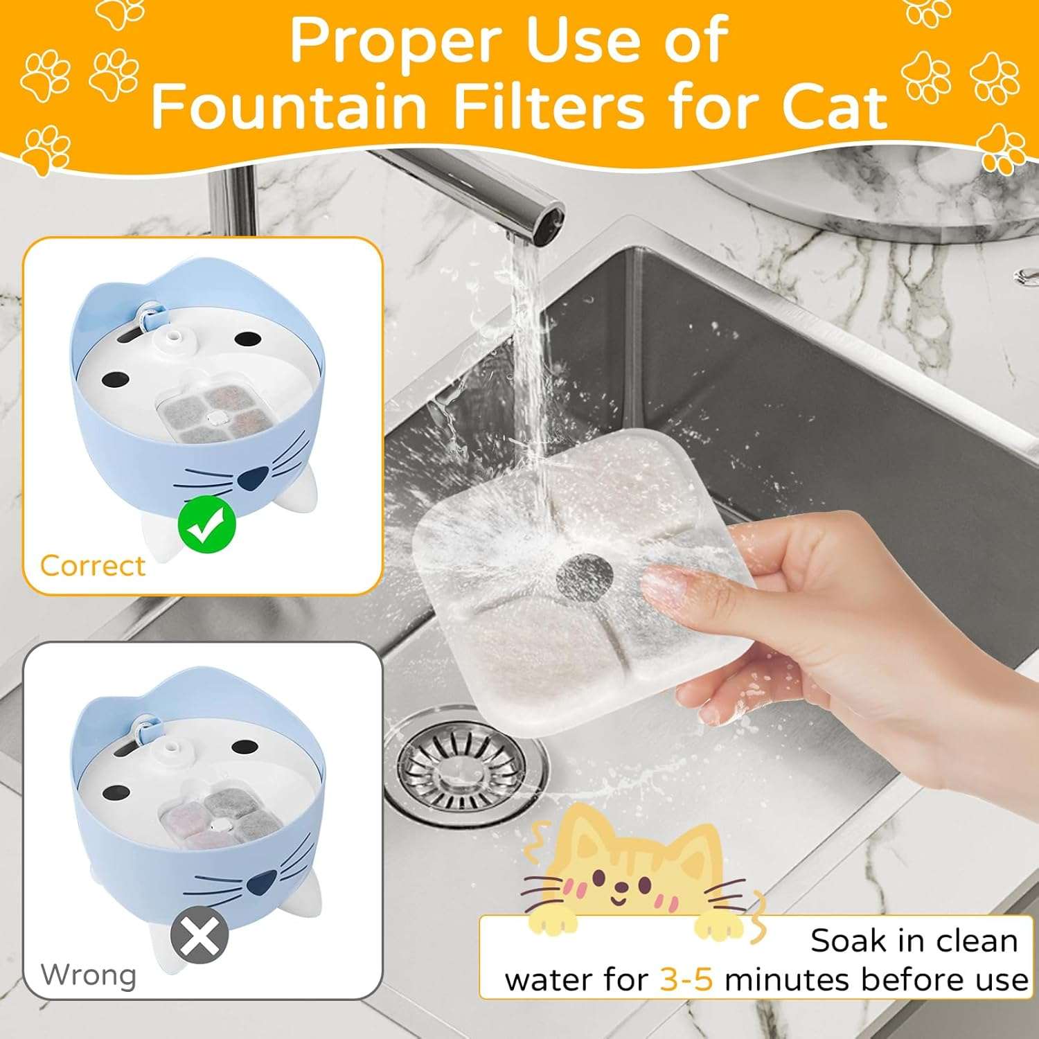 Pack of 24 Cat Fountain Filters, Replacement Filter 2.5 L Drinking Fountain for Cat Filter, Three-Layer Filtration System, Cat Drinking Fountain Filter with Resin Activated Carbon image number 1
