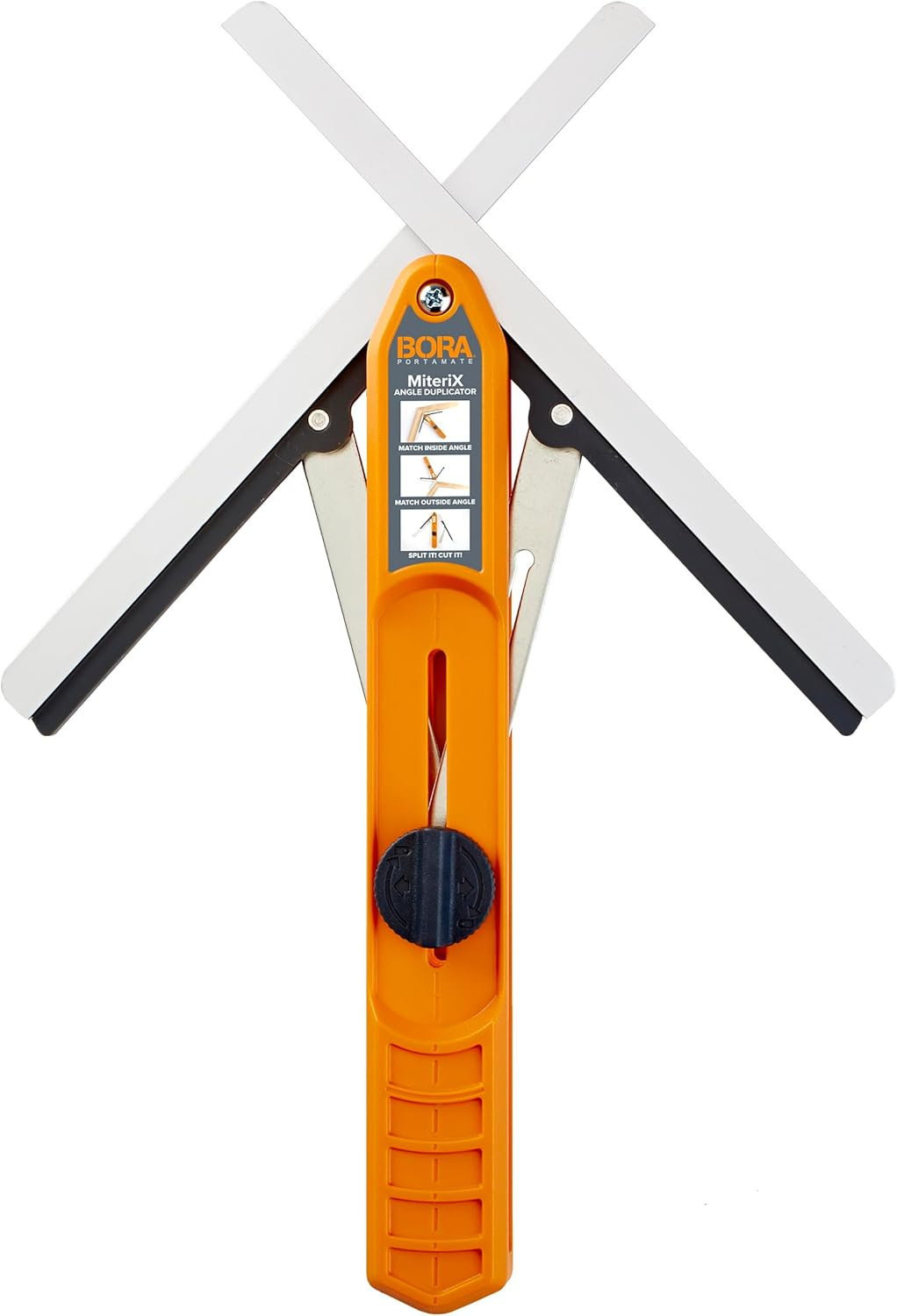 BORA 530401 Miterix Angle Duplicating Tool. Miter Duplicator/Angle Measuring Tool That Splits in Half so You Can Transfer the Exact Miter Angle to Your Miter Saw, Red/Silver
