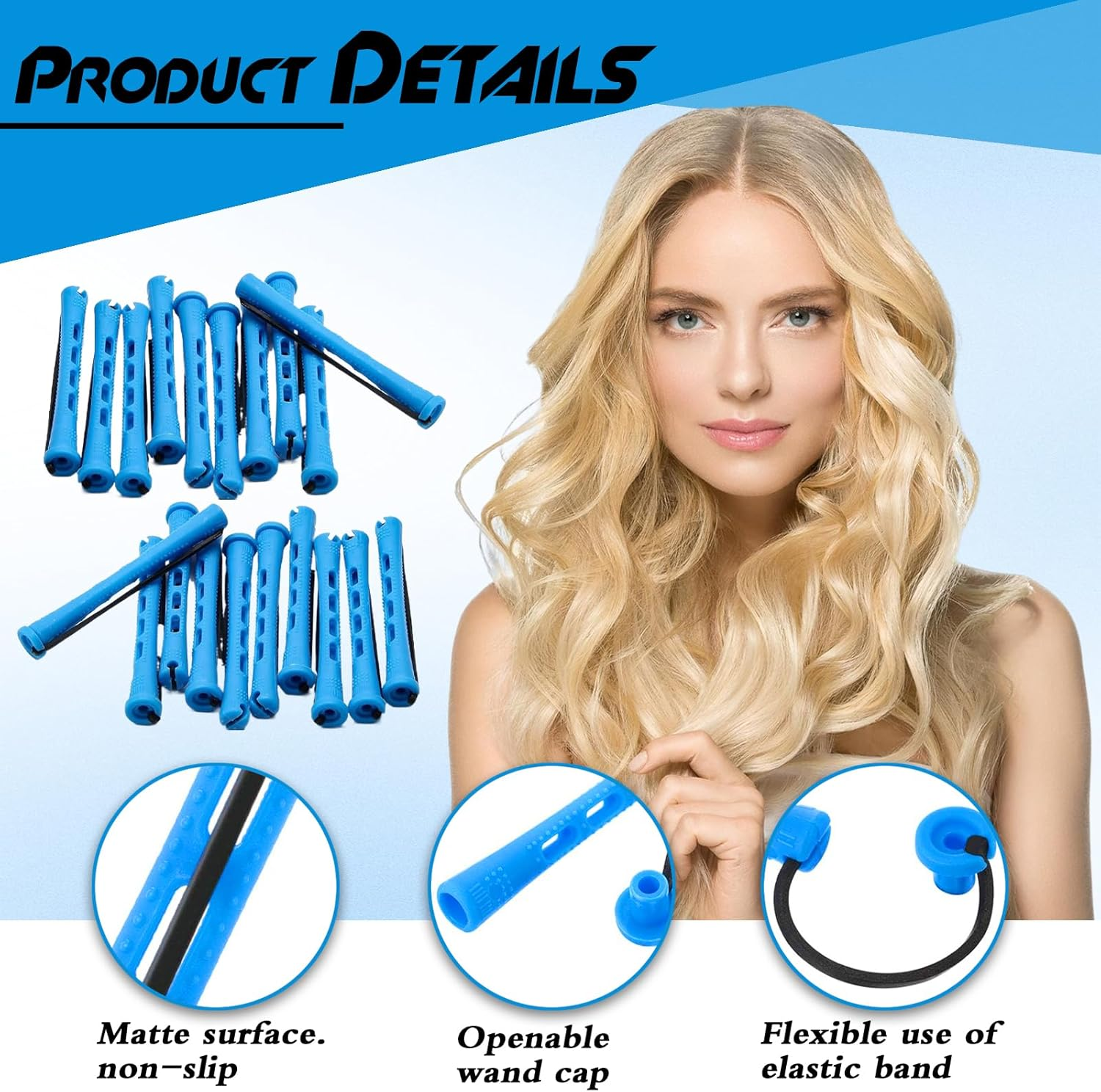 Hair Noodle Perm Set Complete - with Perm Winder, Overnight Curls Hair Roller, Lace Paper Perm & Perm Liquid - Perfect for Small Curls Overnight image number 6