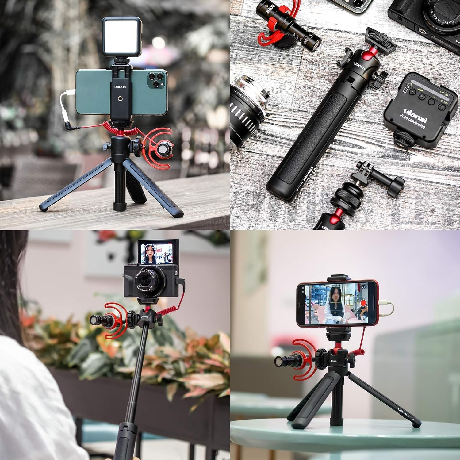 ULANZI MT-16 Camera Tripod Mini Tabletop Tripod Selfie Stick with Cold Shoe,Travel Tripod for Phone 12 Canon G7X Mark III Sony ZV-1 RX100 VII A6600 Vlogging Filmmaking Live Streaming image number 6