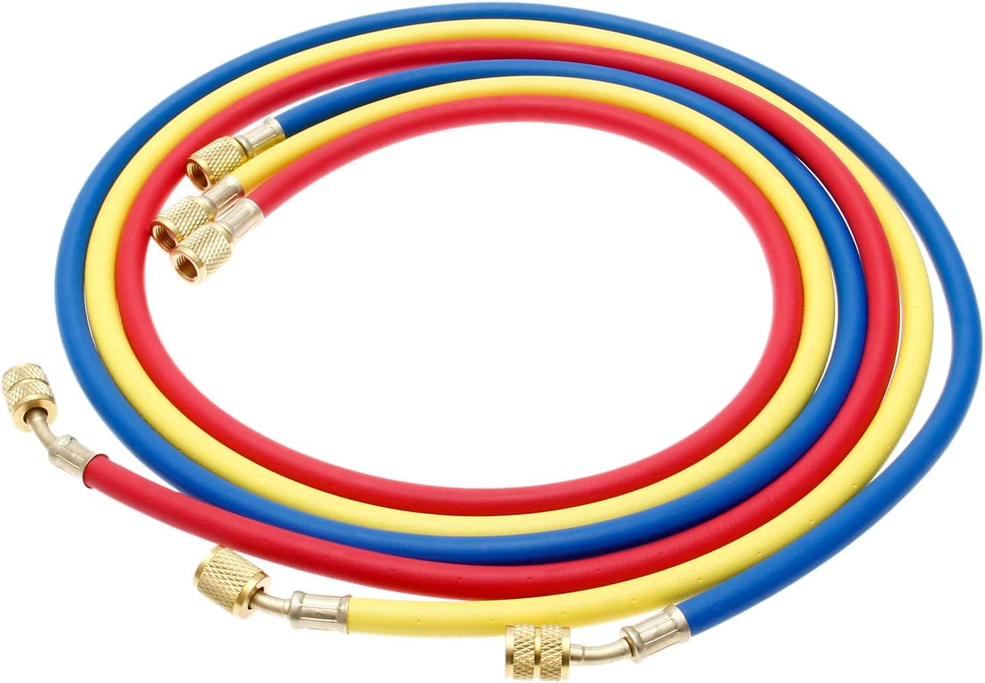 R410 Refrigerant A/C Charging Hose Tube Set (4000~800) PSI 1/4" SAE-5/16 SAE Thread 60" 5Ft 3 Colors, Fits for HVAC Air Condition R410 R32 Refrigerant Manifold Gauge, Set of 3 image number 5