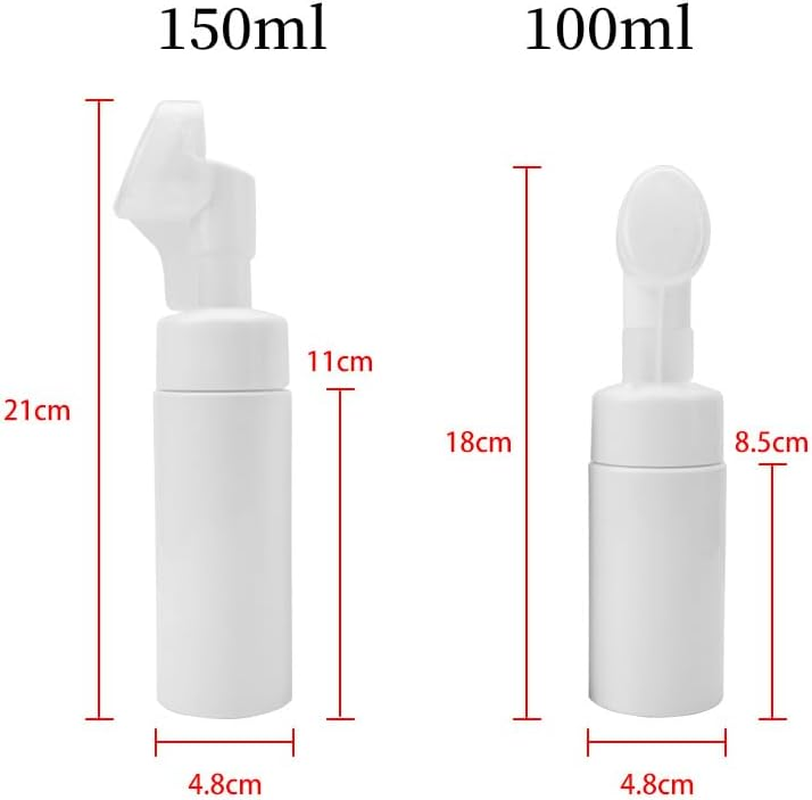 4Pcs Cleansing Bottle Body Wash Container Brush Travel Lotion Container Mini Bubble Bottle Brush Head Bottle Empty Bottle Plastic Face Massage Brush (White, Pack of One) image number 2