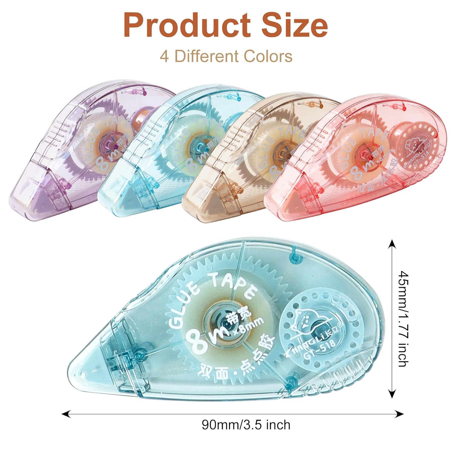 TECDW 4 Pack Double Sided Tape Roller, 0.31" X 26.25' Glue Tape for Scrapbooking, DIY Craft Adhesive Tape for Journals, Cards, and Gift Wrapping image number 3