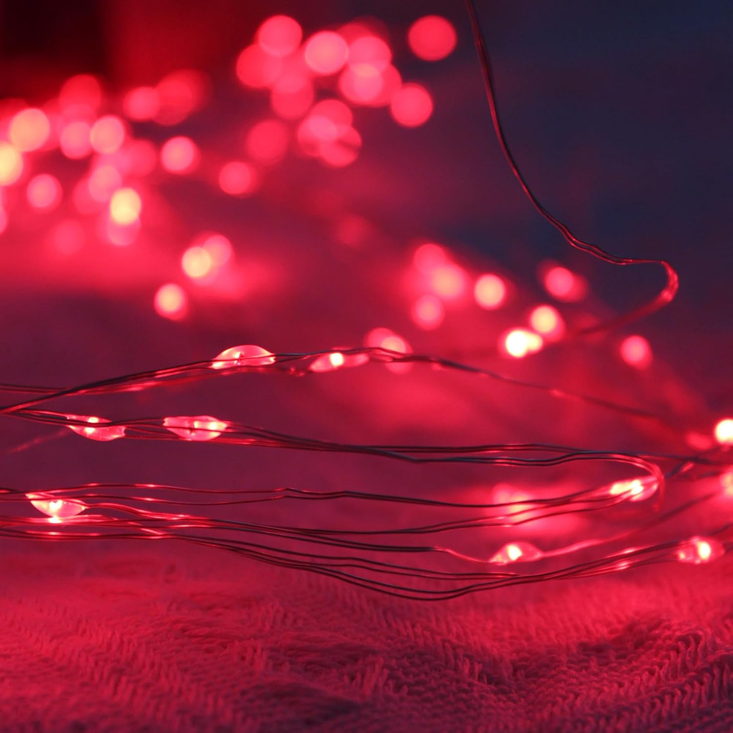 Fairy Christmas Lights Battery Operated, 20M/66Ft/200 LED String Light, Waterproof Battery Case, Indoor Lights for Xmas Tree Wedding,Party Events Garden Spring Decoration (Red) image number 1