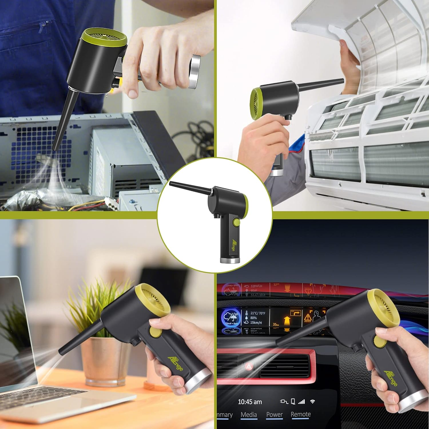 Compressed Air Duster, Electric Air Duster, Handheld Cordless Air Duster, Stepless Speed Motor, 6000Mah Rechargeable Air Blower, Type-C Fast Charge, for Computer, Keyboard, Pet House image number 2