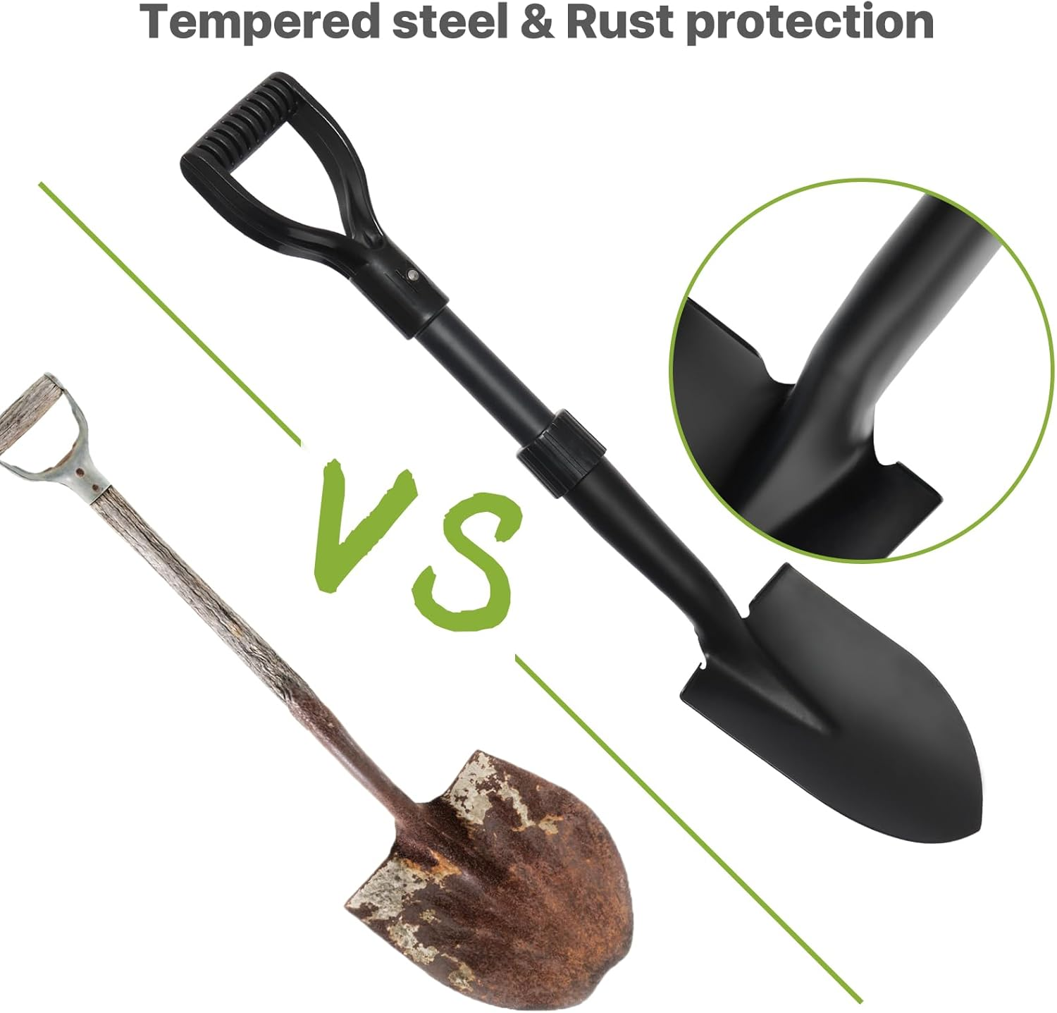 GSBLUNIE 28" Small Shovel, Heavy Duty with D Handle, Pointed Spade, Fiberglass Shaft, Black image number 5