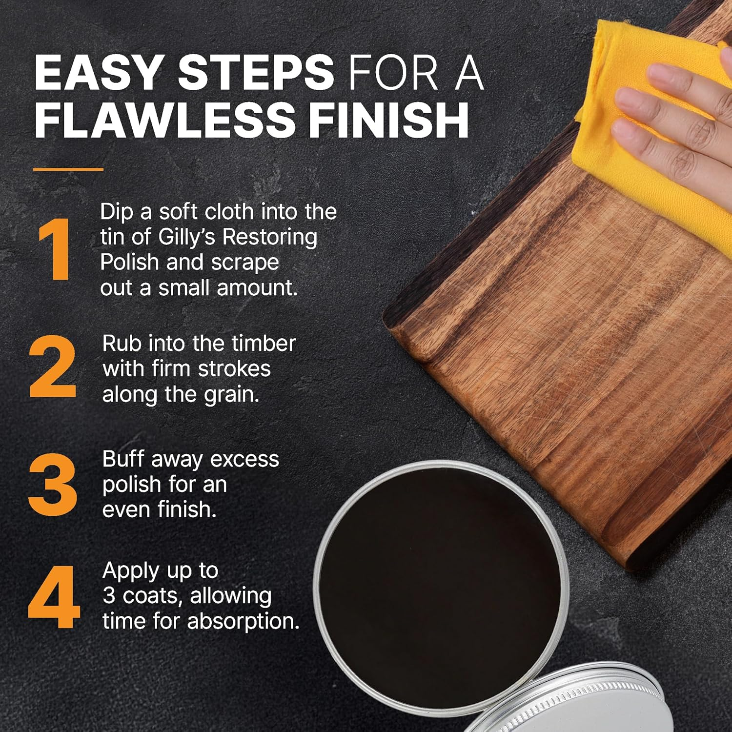 Gilly'S Restoring Polish Dark 1 Litre - Beeswax Wood Polish & Leather Conditioner | Starter Wax for New or Stripped Timber | Enhances Grain, Feeds Timber and Adds Sheen image number 3