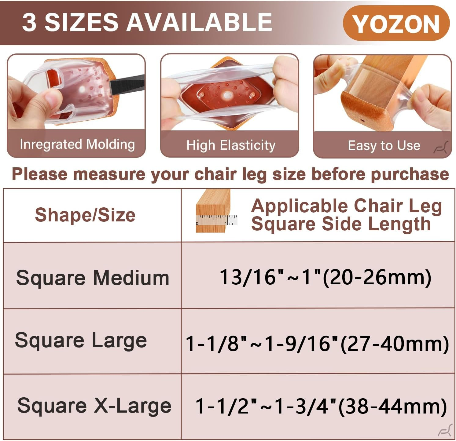 Chair Leg Floor Protectors Square Chair Leg Protectors for Hardwood Floors Silicone Caps Felt Strengthen Bottom Protection Reduce Noise 16 Pack Clear Square L Fit: (27-40Mm) image number 2