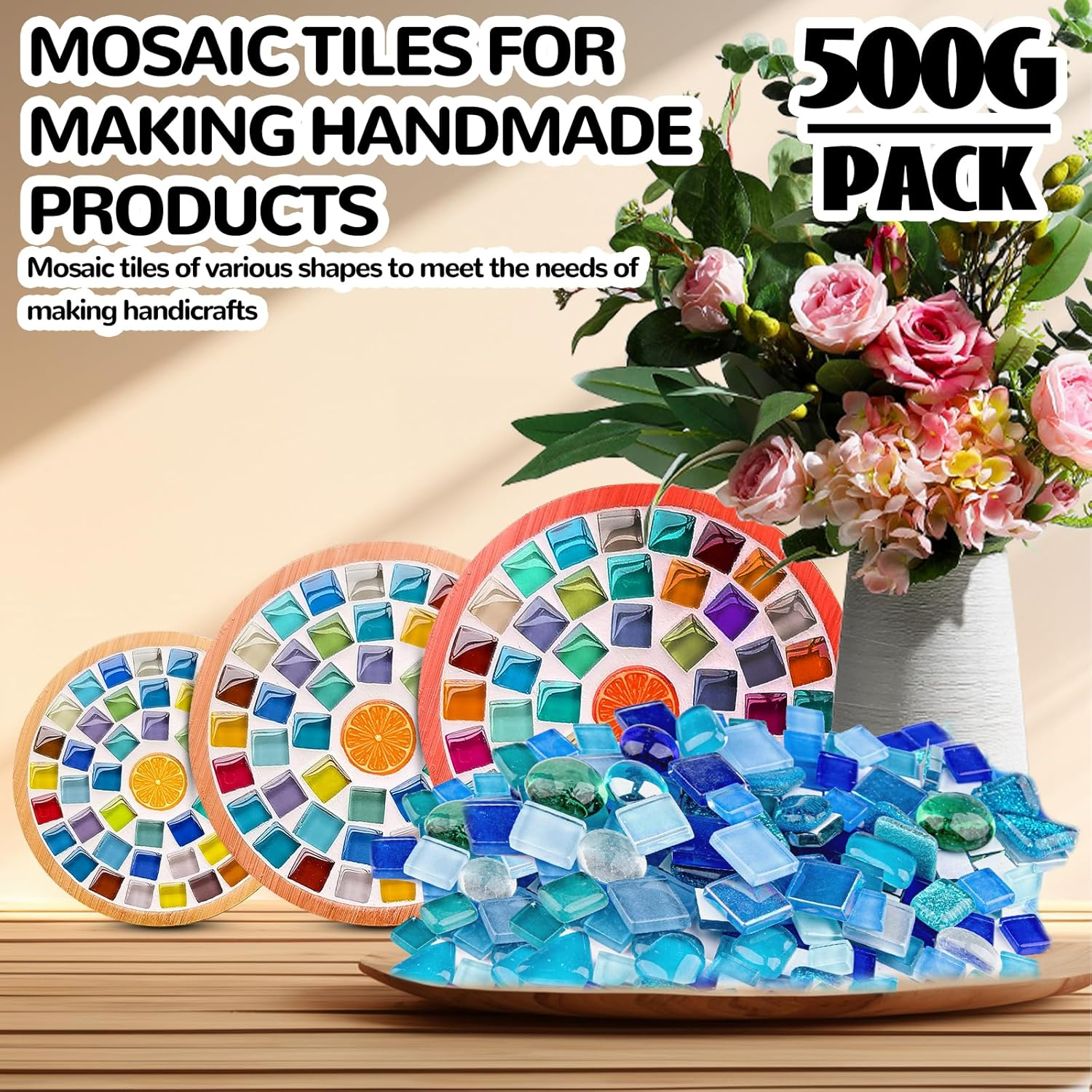 500G/1.1 Pounds Glass Mosaic Tiles, Irregular Crystal Mosaic Tiles for Crafts Bulk and Tiny Stepping Stone Kit, Transparent Stained Glass Sheets for Handmade DIY Art Crafts and Home Decoration,Blue - Green image number 6