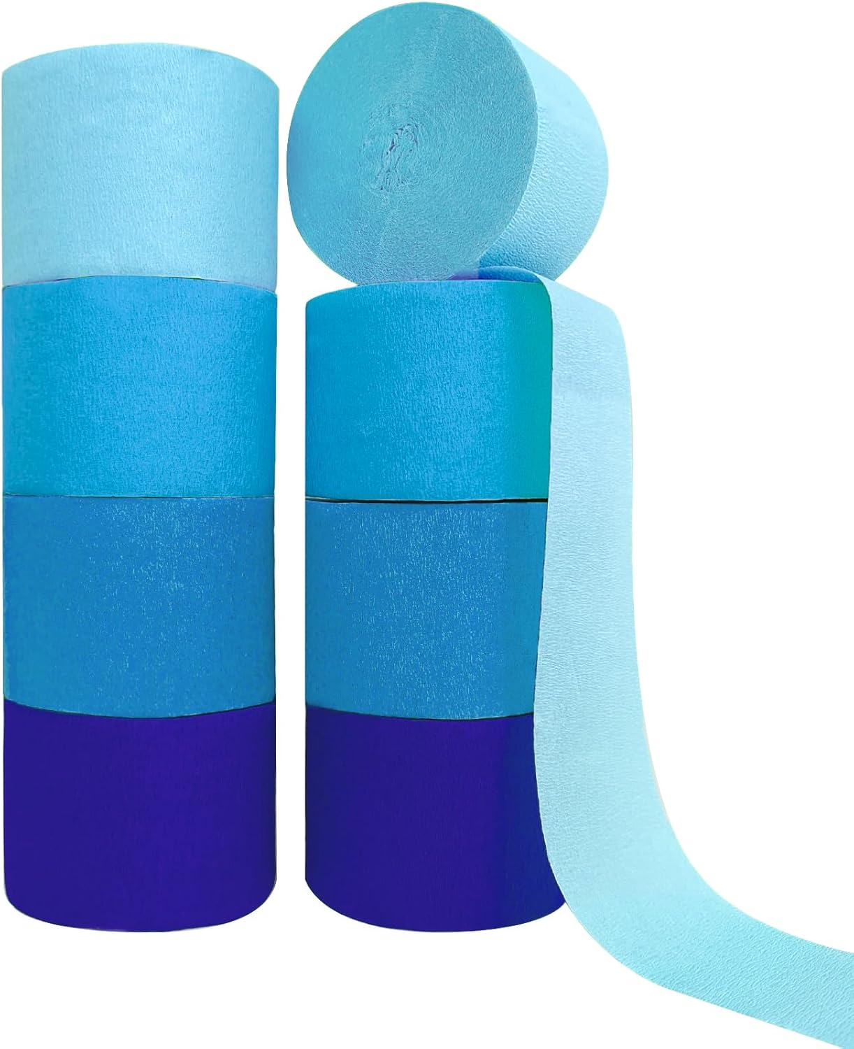 8 Rolls Gradient Blue Crepe Paper Streamer, 4 Colors - 82 Ft Streamers for Wedding, Birthday, Baby Shower, Graduation, Bridal Shower image number 5