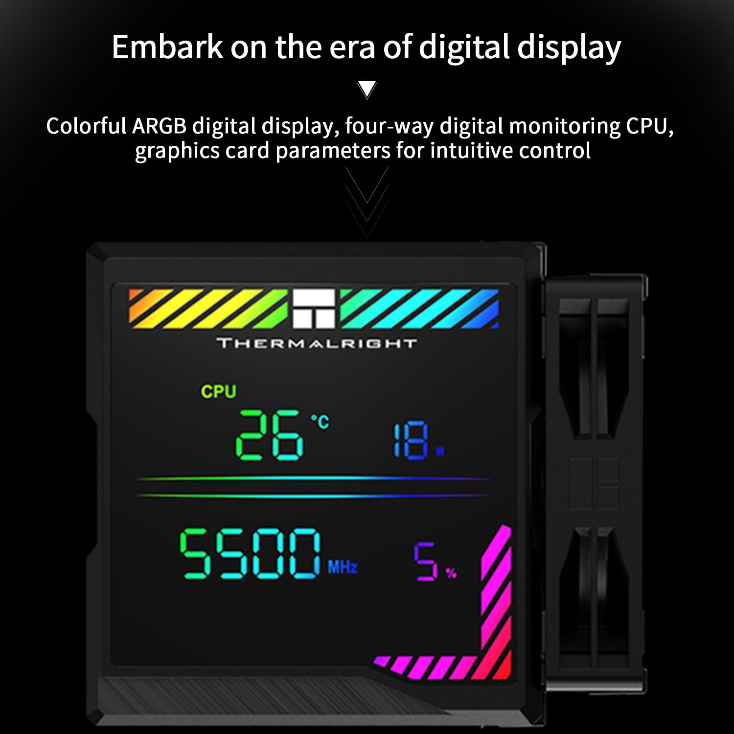 Thermalright Peerless Assassin 140 Digital Black CPU Cooler, Double Towers and Double Fans Cooling, CPU Air Cooler, ARGB Digital Screen Top Cover, for Am4/Am5,Intel LGA1851/1700/115X/1200/2011 image number 2