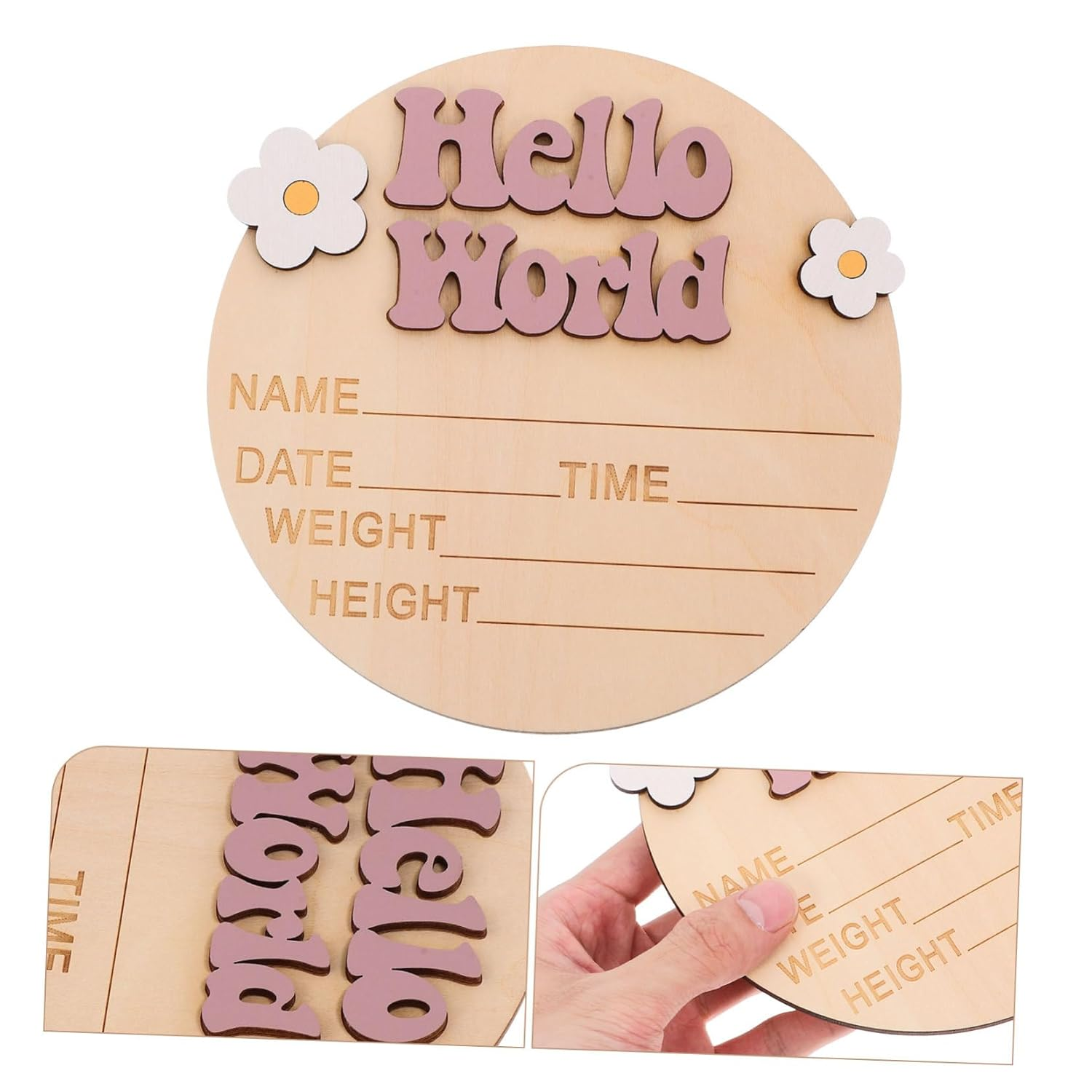NOLITOY Growth Commemorative Card Wood Milestone Sign Newborn Announcement Sign for Shower Born Essentials for Nursery Decor - Multi image number 4