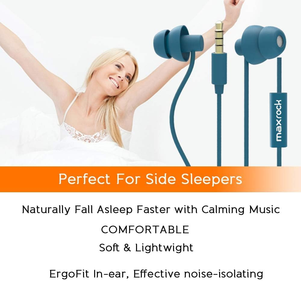 MAXROCK Sleep Earplugs - Noise Isolating Ear Plugs Sleep Earbuds Headphones with Unique Total Soft Silicone Perfect for Insomnia, Side Sleeper, Snoring, Air Travel, Meditation & Relaxation(Wh) (Blue) - Multicolor image number 2
