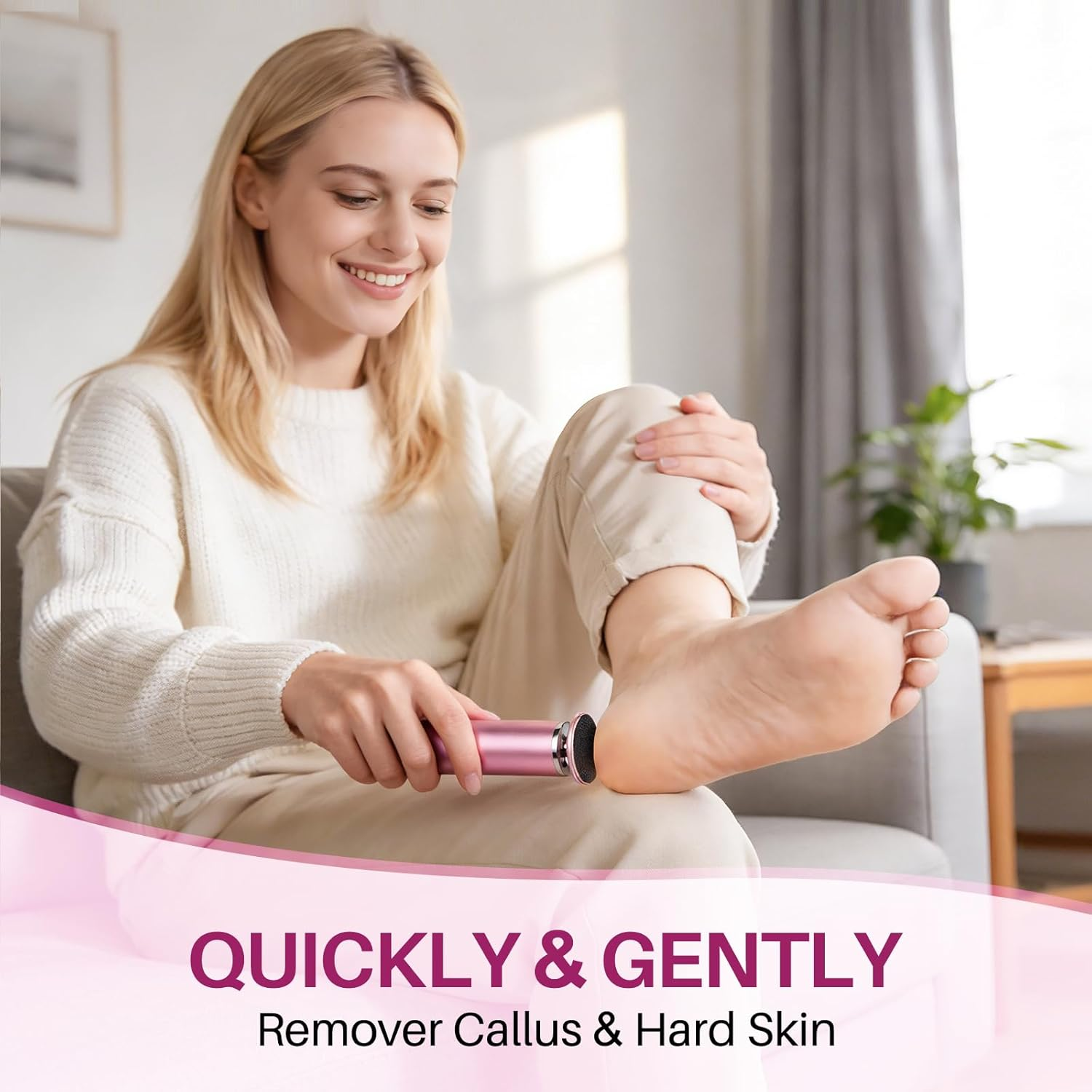 LIONVISON Electric Foot Callus Remover: Adjustable Speed Foot File for Cracked Heels - Working Women'S Summer Pedicure Tool with 60Pcs Sandpaper Discs - Dead Skin Remover for Dry Feet At-Home image number 2