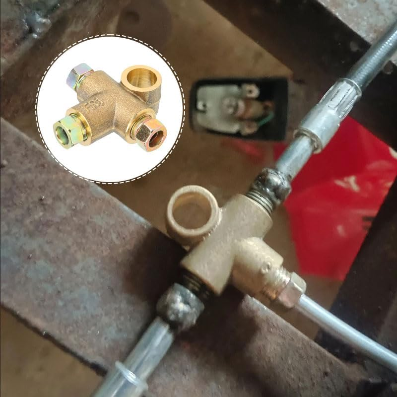 10Mm 3-Way Brake Line Tee, Bras Pipe Fitting Connector with 3 M10 Male Nuts, Universal Fit for 3/16" Automotive Brake Systems and Industrial Hydraulics image number 3