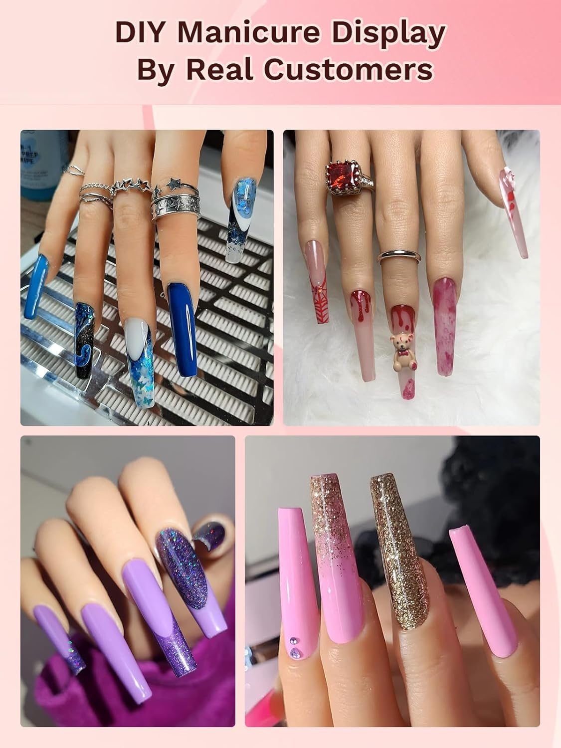 Silicone Practice Hand for Acrylic Nails: Fake Nail Practice Hand - Flexible Nail Training Hand - Nail Hand Practice Model for DIY Nail Art image number 5