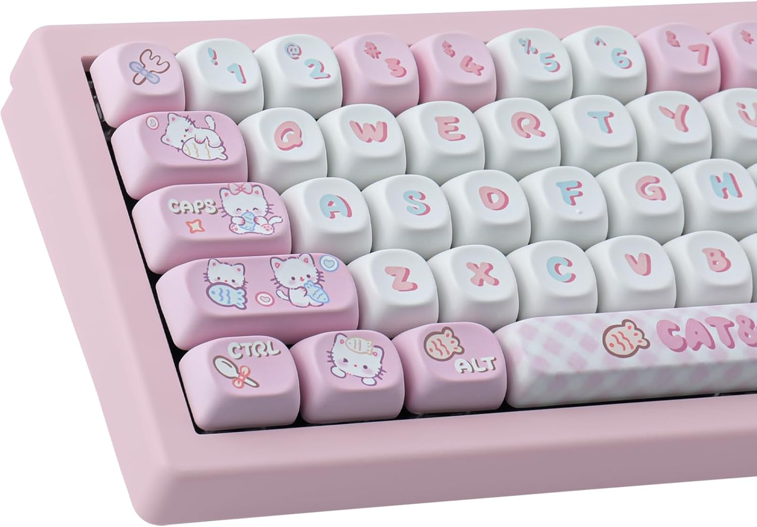 TYRIXKI PBT 148 Keys Cute Keycaps Dye-Sublimation Bunny Keycaps Set MOA Profile for Cherry Gateron MX Keys Mechanical Keyboards
