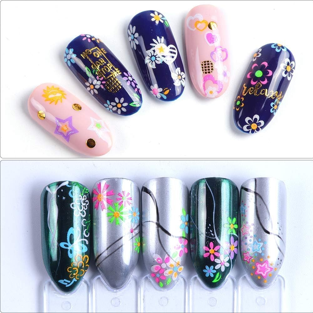 Kalolary 24Sheets Fluorescence Nail Art Stickers Decals 3D Self-Adhesive Butterfly Flower Love Fruits Pattern DIY Decoration Tools Accessories for Women image number 5