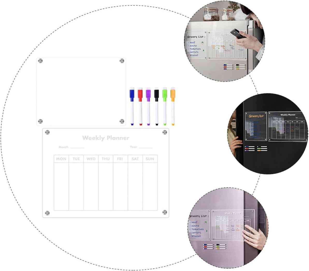 BUTIFULSIC 1 Set Dry Erase Board for Fridge Board Magnetic Fridge Magnetic Planning Board Schedule Writing Board Small Dry Erase Boards Fridge Board Refrigerator Kitchen Supplies A4 Acrylic image number 5