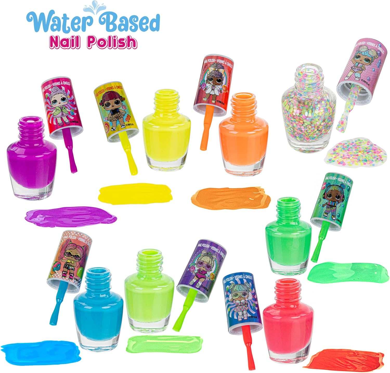 L.O.L Surprise! 8 Pc Non Toxic Nail Polish Set for Kids with Nail Dryer | Peelable Nail Varnish Kit for Ages 3+ by Townley Girl image number 6