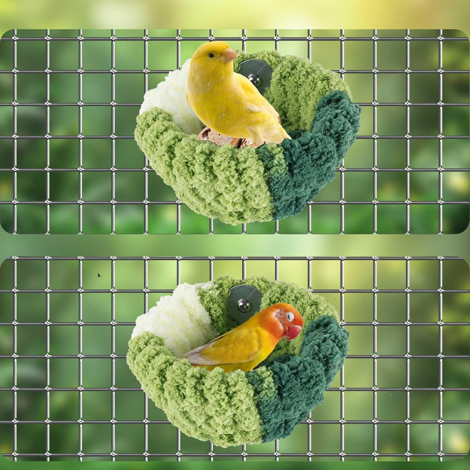 Bird Nest for Cage, Green Coral Fleece Bird Bed Warm Soft Cozy Bird Bed for Cage Accessories for Parakeet Canary Budgie Small Pets image number 2