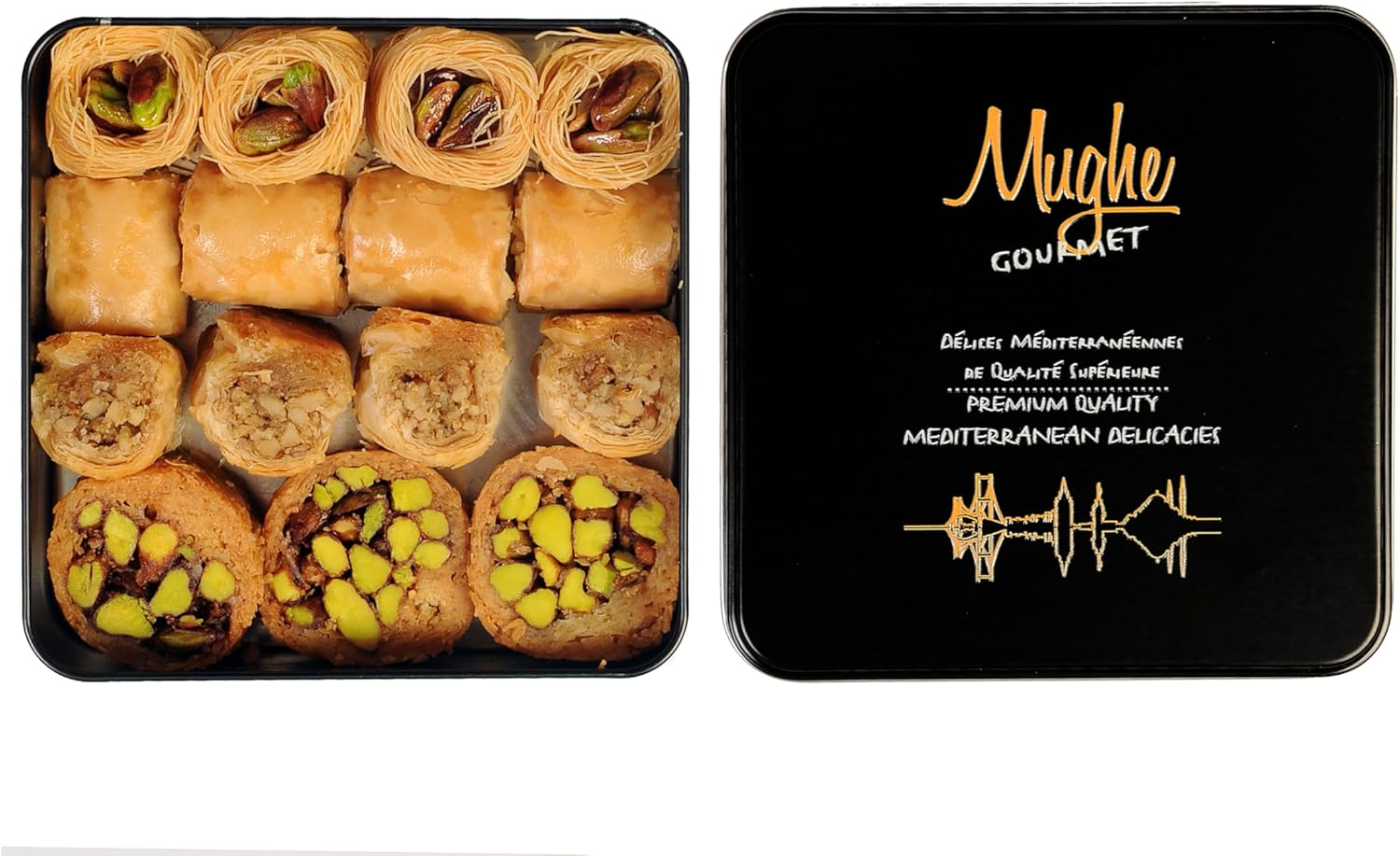 Mughe Gourmet Baklava Assortment Elegant Gift Box - Baklawa Small Bite-Size Desserts Gifts - 9Oz/250G - Perfect for Birthday, Christmas, Eid, Father'S Day and More image number 5