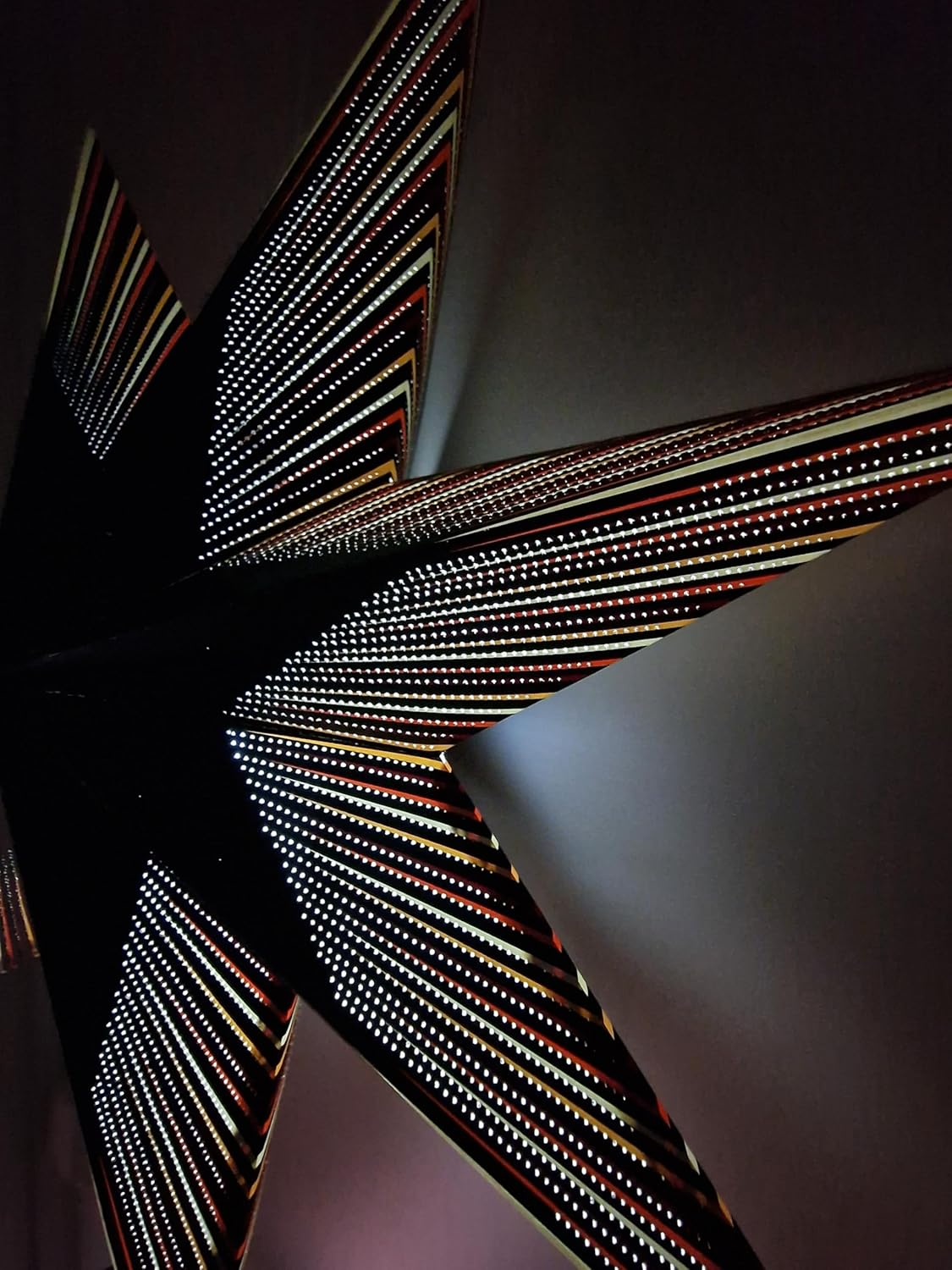 YEPSIO Paper Star Lantern Lampshade, 24 Inch, 7 Pointed Star, Foldable Hanging Decoration for Party, Wedding, Christmas (Black, Multicolour) image number 4